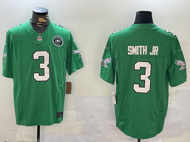 Men Philadelphia Eagles #3 Smith jr Green Throwback 2024 Nike Vapor Limited NFL Jersey style 2